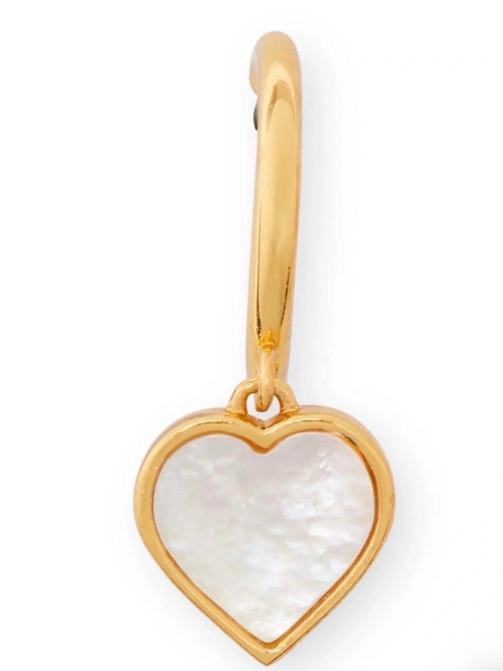 New Kate Spade flower mother-of-pearl heart drop huggie hoop earrings in Gold